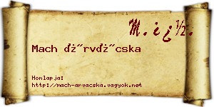 Mach Árvácska névjegykártya